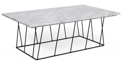 Porto Deco Bílý mramorový konferenční stolek Rofus 120 x 76 cm s černou podnoží