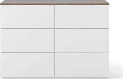 Bílá komoda s deskou v dekoru ořechu TemaHome Join