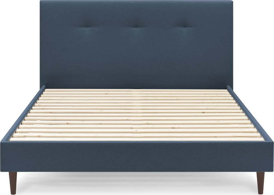 Tmavě modrá čalouněná dvoulůžková postel s roštem 160x200 cm Tory - Bobochic Paris