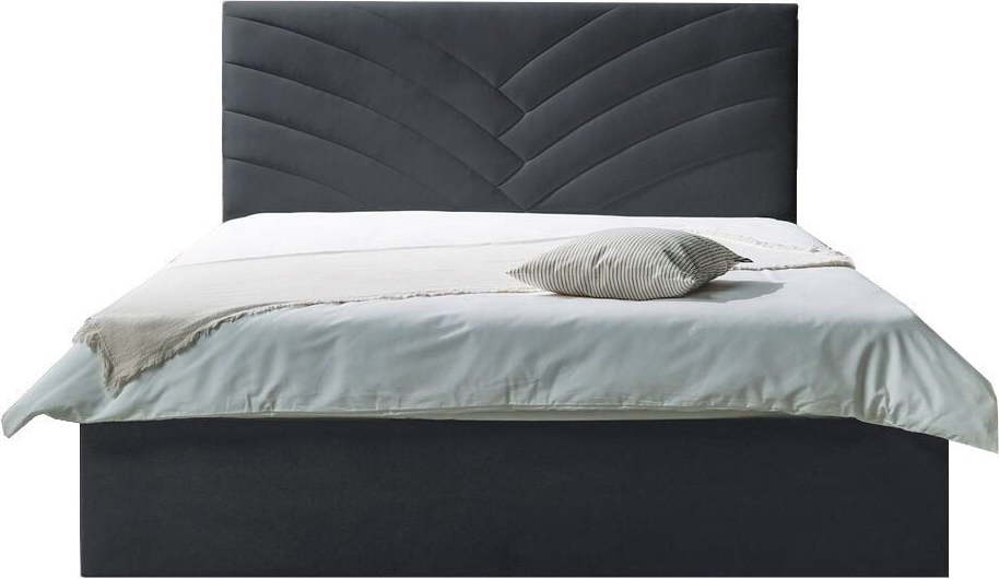 Tmavě šedá čalouněná dvoulůžková postel s úložným prostorem s roštem 160x200 cm Palmyre - Bobochic Paris