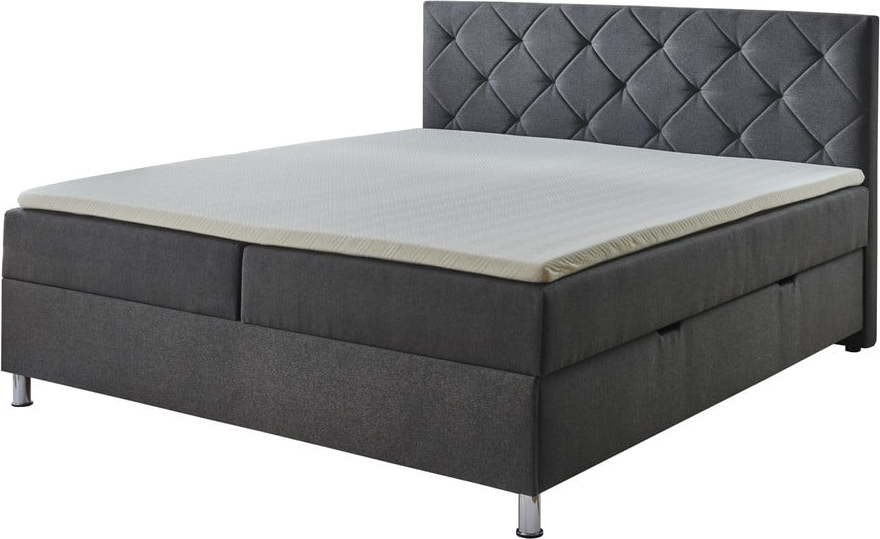 Tmavě šedá boxspring postel s úložným prostorem 180x200 cm Leo - Meise Möbel