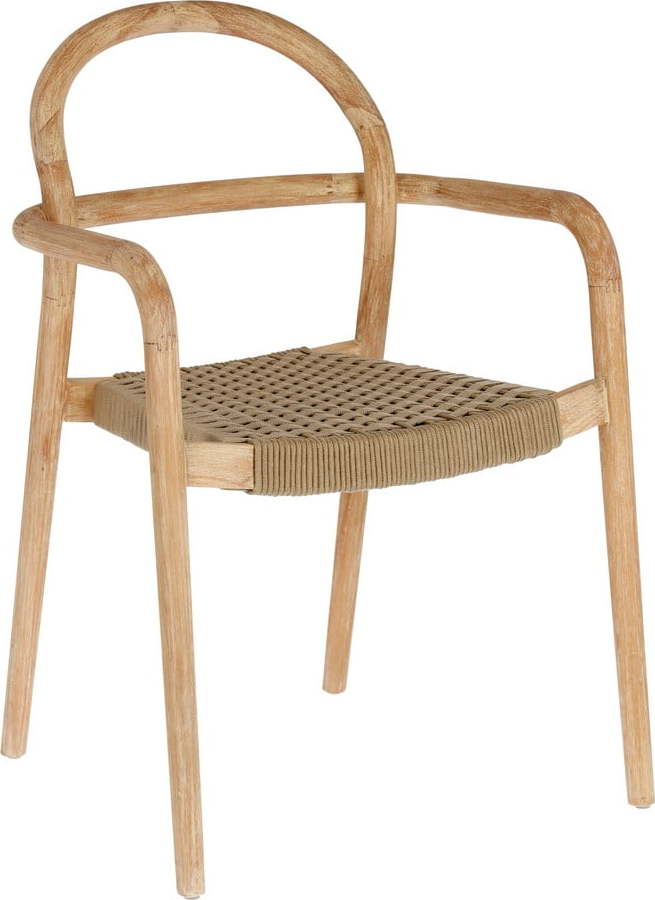 Zahradní židle z eukalyptového dřeva s béžovým výpletem Kave Home Sheryl