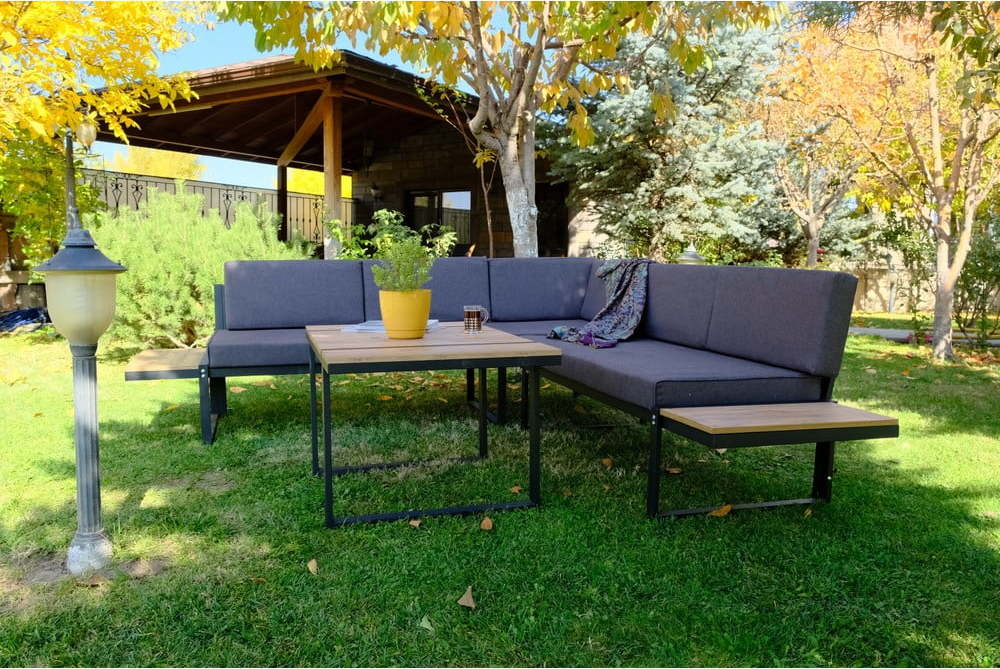 Šedý zahradní lounge set pro 6 Mers – Floriane Garden