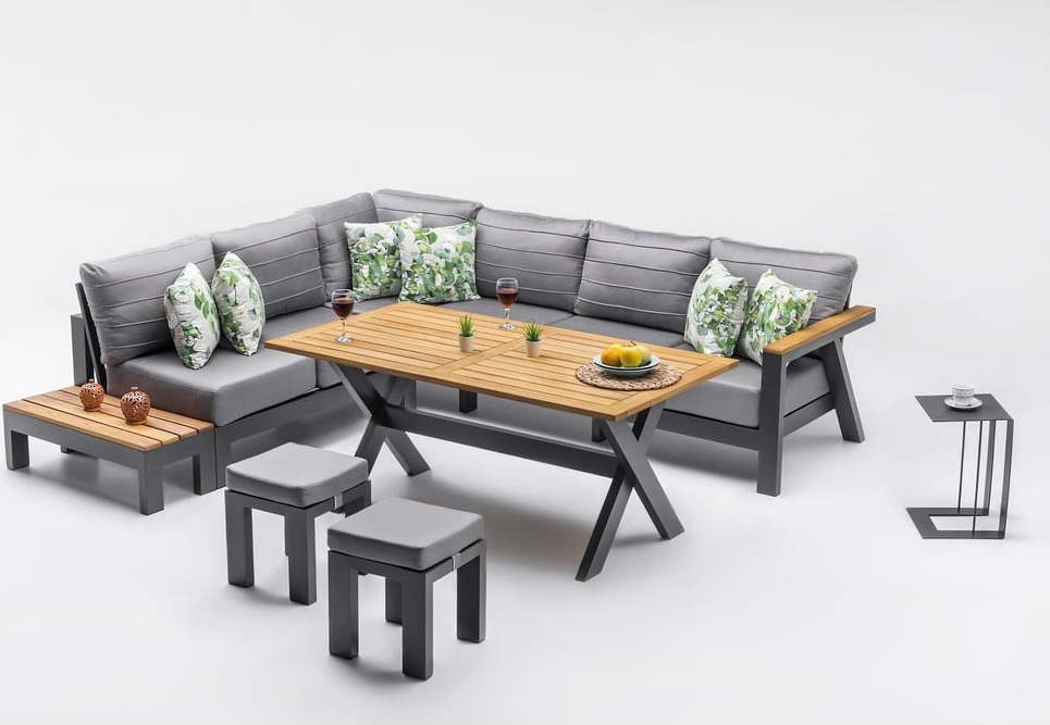 Šedý zahradní lounge set pro 7 Daisy – Floriane Garden