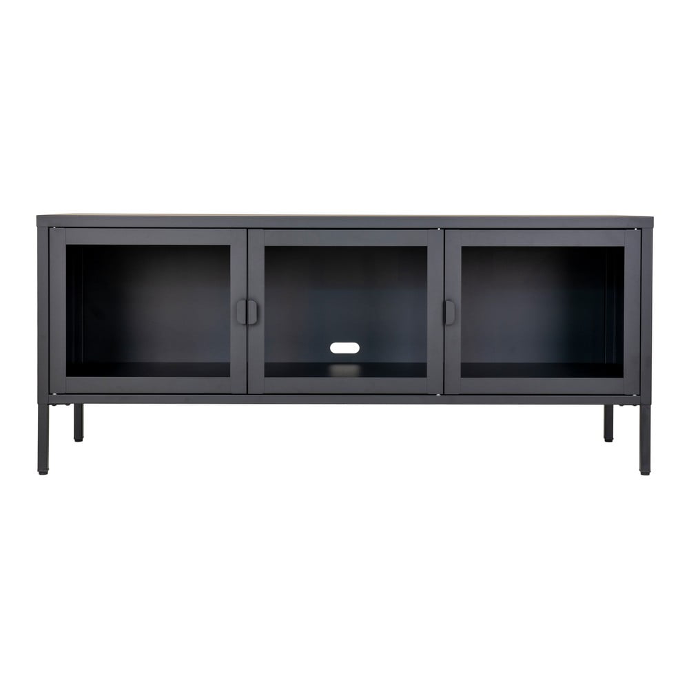 Černý kovový TV stolek 130x55 cm Brisbane – House Nordic