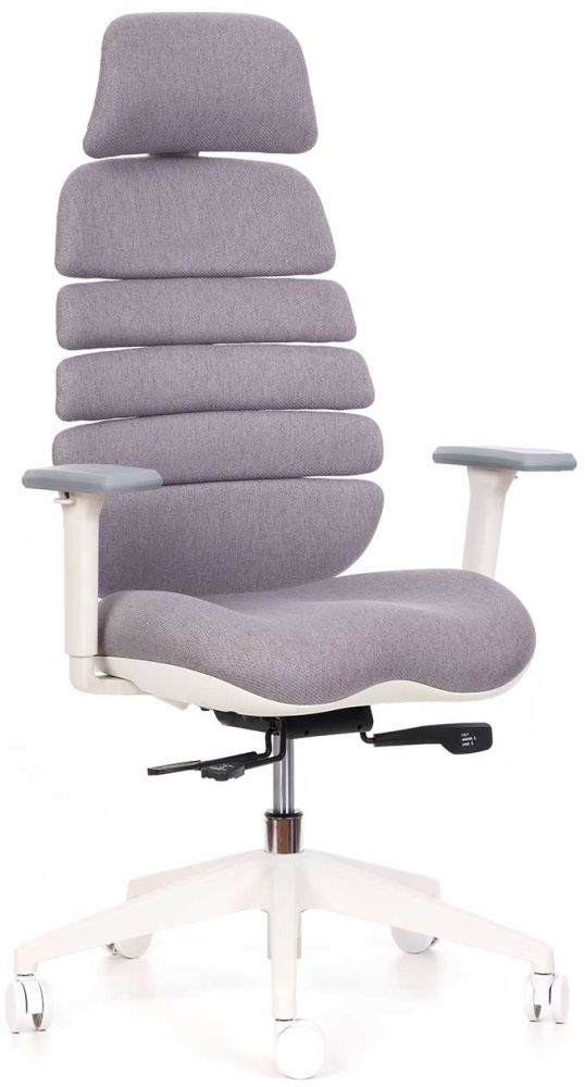 Kancelářská ergonomická židle SPINE WHITE s podhlavníkem — látka