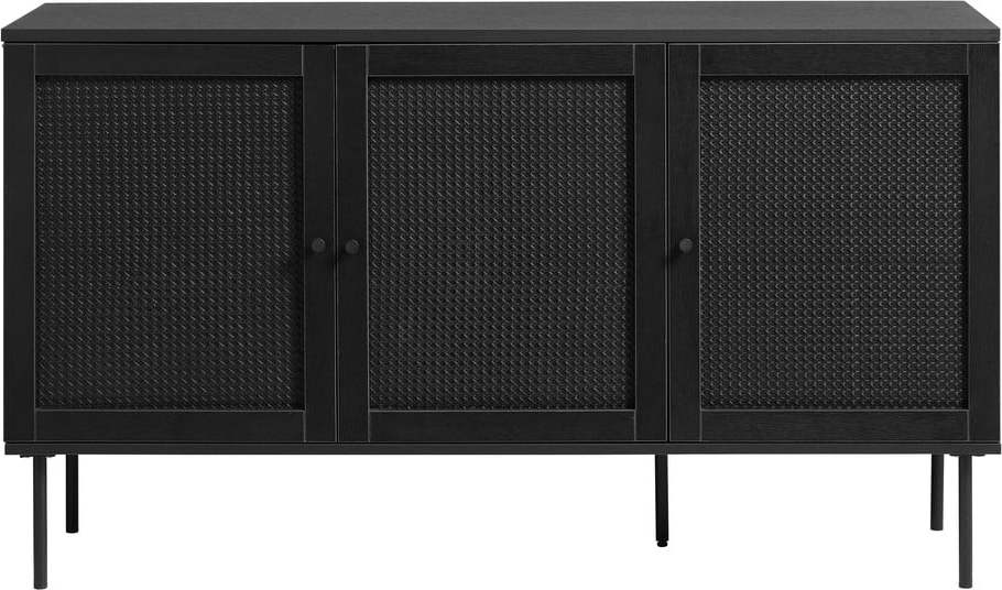 Černá nízká komoda v dekoru dubu 140x80 cm Pensacola – Unique Furniture