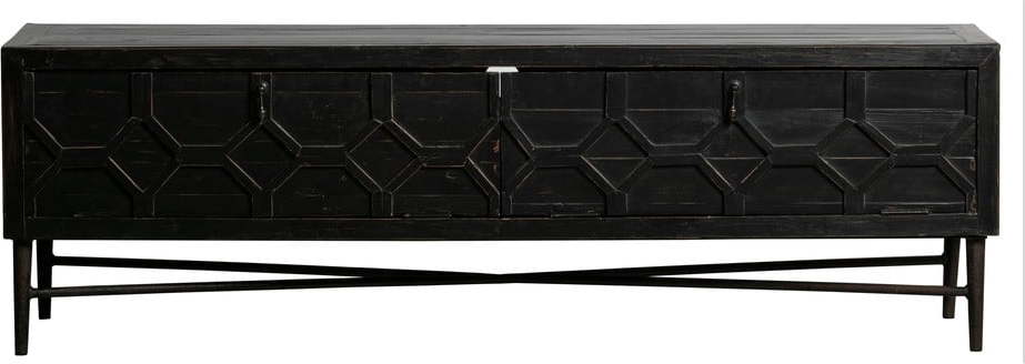 Černý TV stolek z recyklovaného dřeva 160x50 cm Bequest – BePureHome