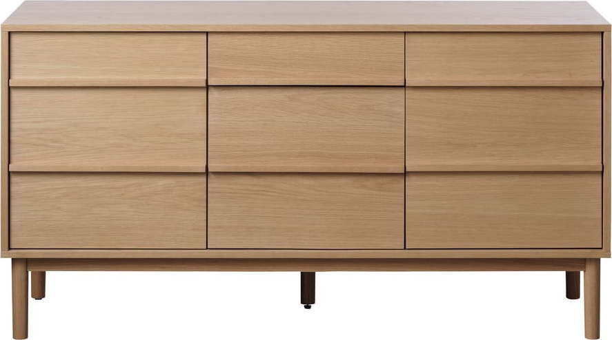 Nízká komoda v dekoru dubu v přírodní barvě 75x140 cm Ponza – Unique Furniture