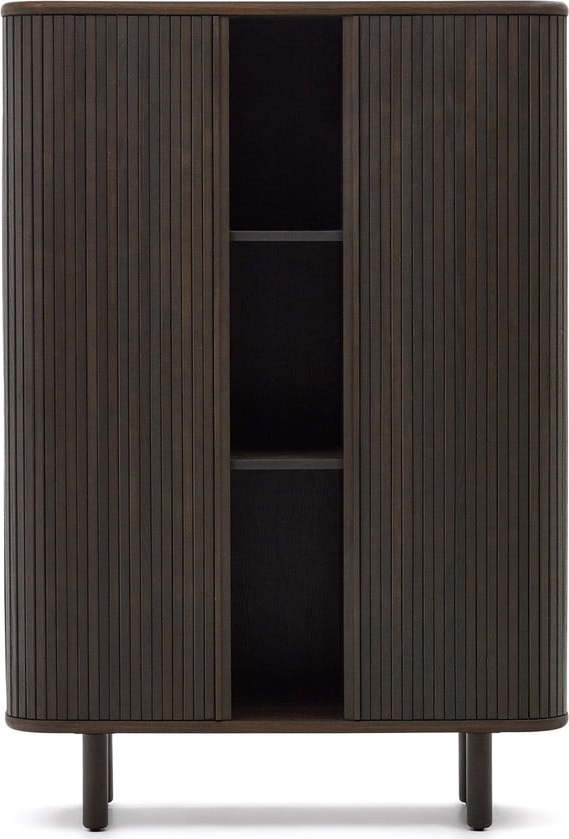 Tmavě hnědá skříňka v dekoru jasanu s posuvnými dveřmi 110x140 cm Mailen – Kave Home