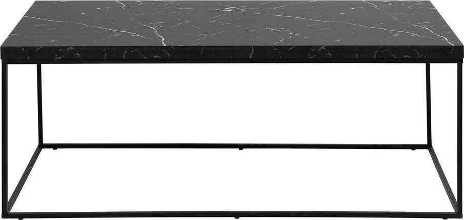 Černý konferenční stolek s deskou v dekoru mramoru 55x110 cm Barossa – Actona