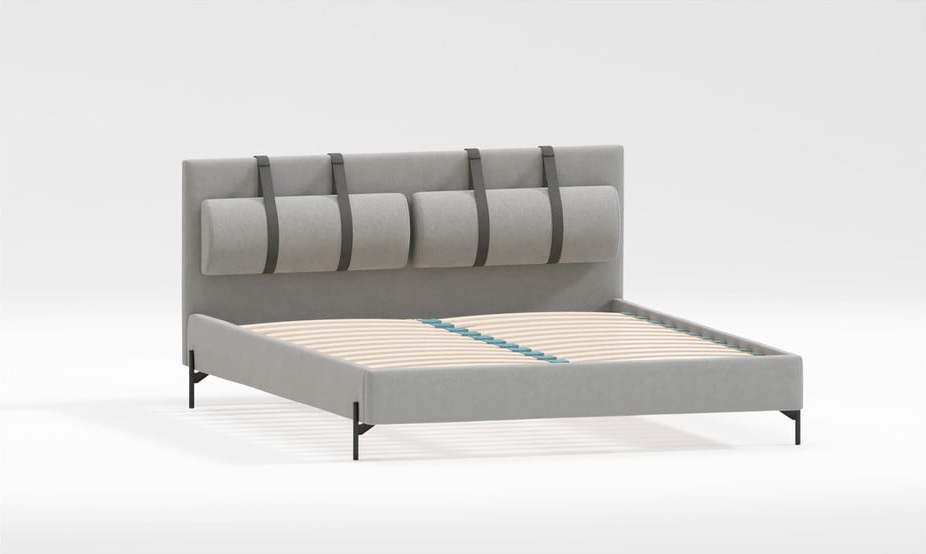Světle šedá čalouněná dvoulůžková postel s roštem 200x200 cm Tulsa – Ropez