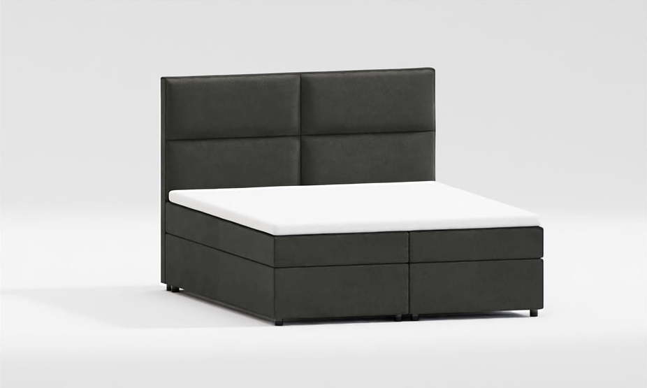 Tmavě šedá čalouněná dvoulůžková postel s úložným prostorem s roštem 160x200 cm Rico – Ropez