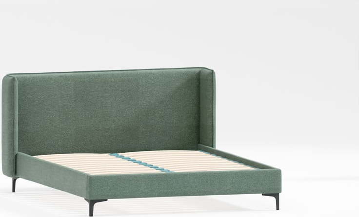 Zelená čalouněná dvoulůžková postel s roštem 140x200 cm Basti – Ropez