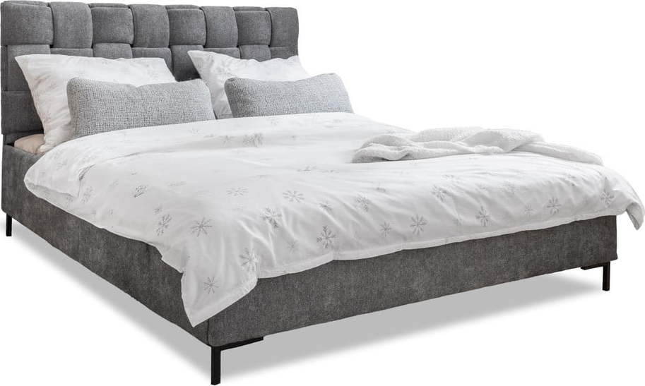Šedá čalouněná dvoulůžková postel s roštem 160x200 cm Eve – Miuform