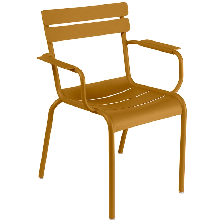 Hnědá kovová zahradní židle Fermob Luxembourg s područkami
