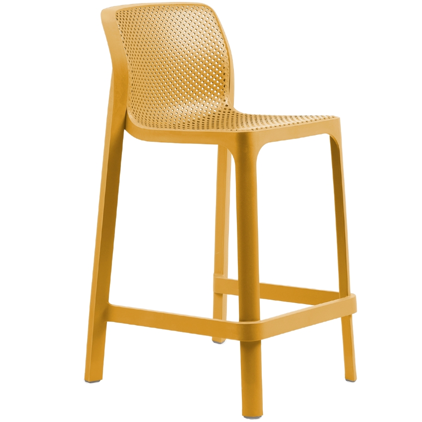 Nardi Hořčicově žlutá plastová zahradní barová židle Net 65 cm