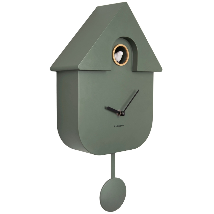 Time for home Zelené nástěnné hodiny Birdie