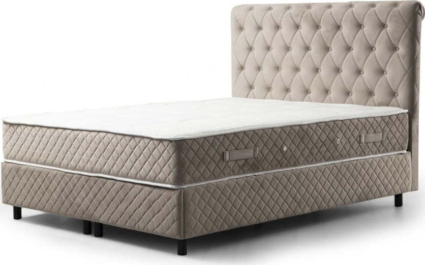 Béžová boxspring postel s úložným prostorem 140x200 cm Sonata – Kalune Design