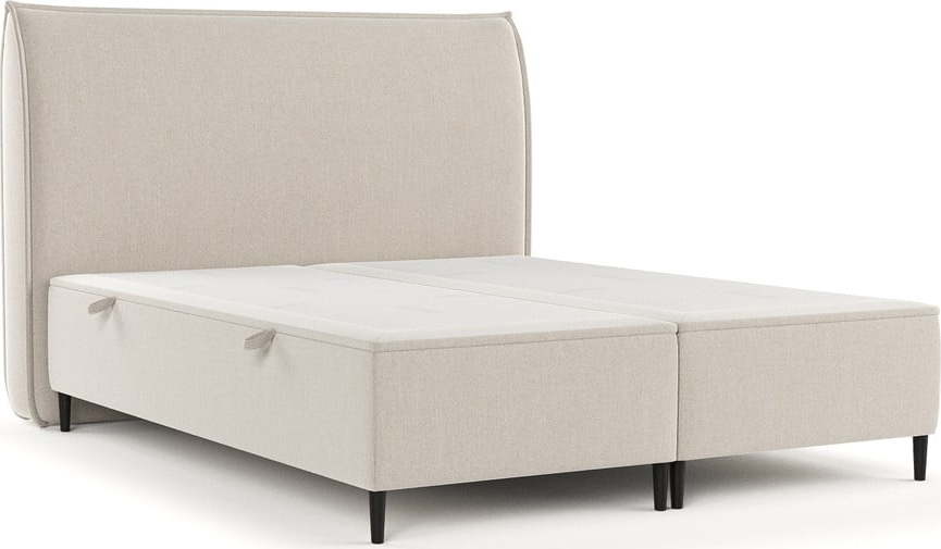 Béžová čalouněná dvoulůžková postel s úložným prostorem 140x200 cm Draco – Maison de Rêve