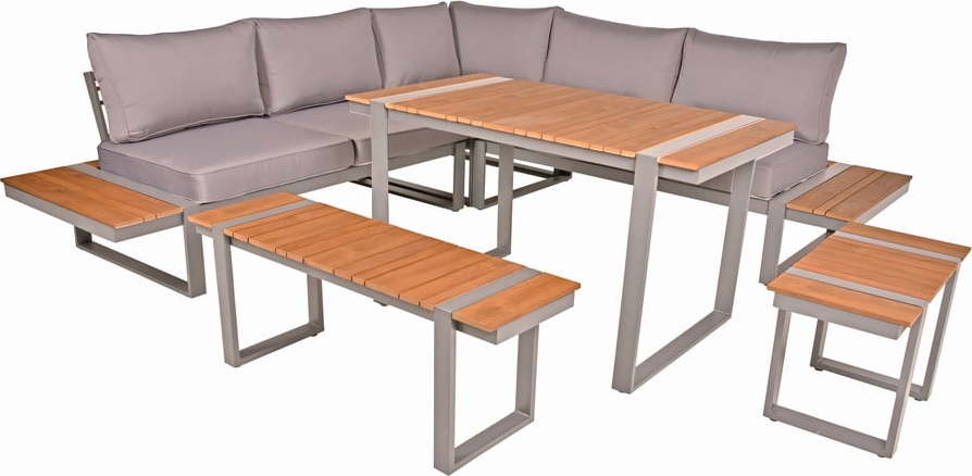 Béžový kovový zahradní lounge set pro 6 Aurea – Garden Pleasure