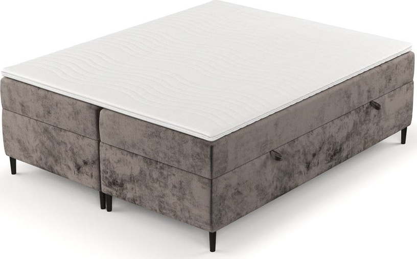 Hnědá boxspring postel s úložným prostorem 200x200 cm Araya – Maison de Rêve