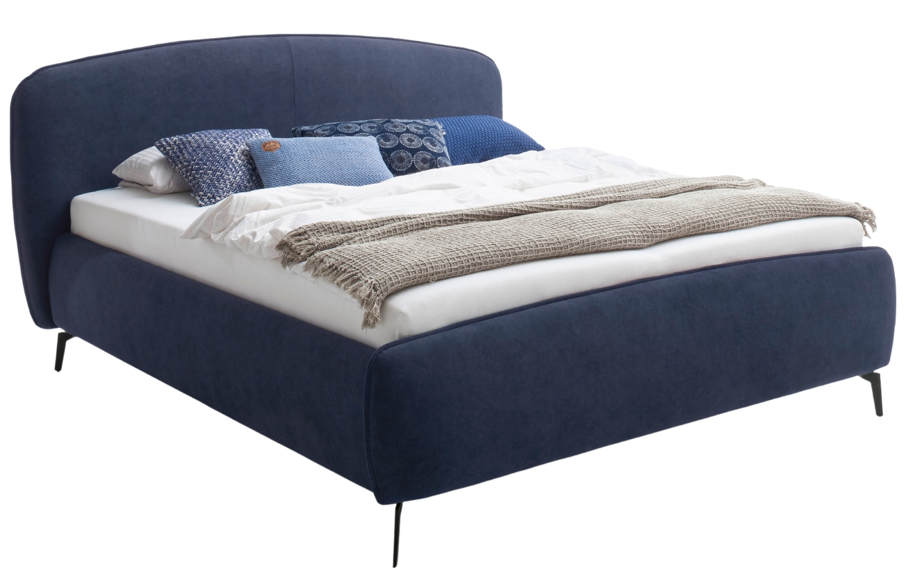 Tmavě modrá čalouněná dvoulůžková postel Meise Möbel Modena 160 x 200 cm