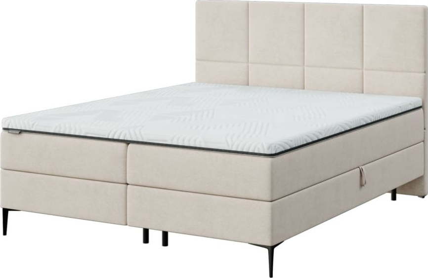 Béžová boxspring postel s úložným prostorem 180x200 cm Bufo – MESONICA