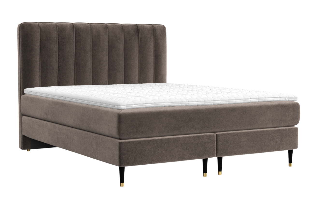 Maison de Rêve Hnědá sametová postel boxspring KOBBE 160 x 200 cm