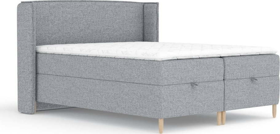 Šedá boxspring postel s úložným prostorem 200x200 cm Monpelli – Maison de Rêve